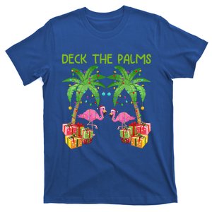 Deck The Palms Tropical Funny Flamingo Xmas Tree Lights Gift T-Shirt