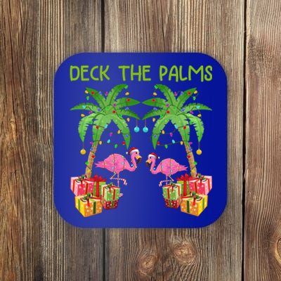 Deck The Palms Tropical Funny Flamingo Xmas Tree Lights Gift Coaster