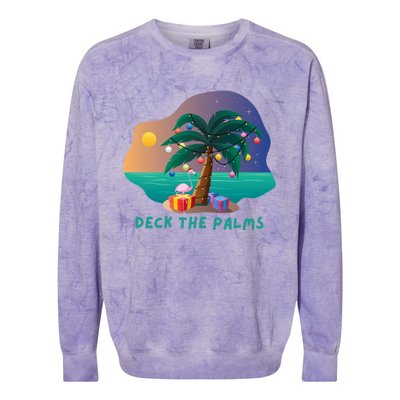 Deck The Palms Merry Flamingo Christmas Gift Colorblast Crewneck Sweatshirt