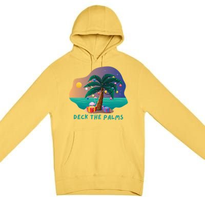 Deck The Palms Merry Flamingo Christmas Gift Premium Pullover Hoodie