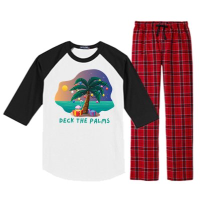 Deck The Palms Merry Flamingo Christmas Gift Raglan Sleeve Pajama Set