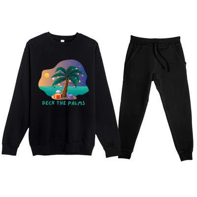 Deck The Palms Merry Flamingo Christmas Gift Premium Crewneck Sweatsuit Set