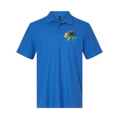 Deck The Palms Merry Flamingo Christmas Gift Softstyle Adult Sport Polo