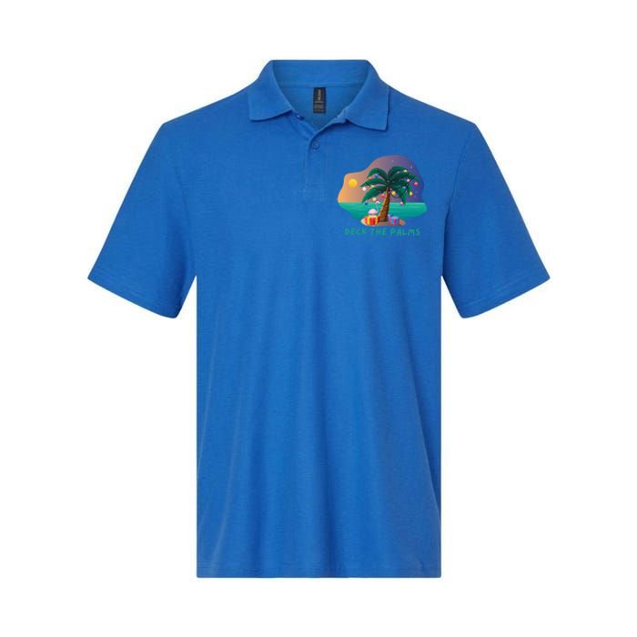 Deck The Palms Merry Flamingo Christmas Gift Softstyle Adult Sport Polo