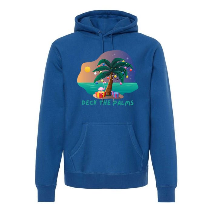 Deck The Palms Merry Flamingo Christmas Gift Premium Hoodie