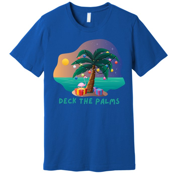 Deck The Palms Merry Flamingo Christmas Gift Premium T-Shirt