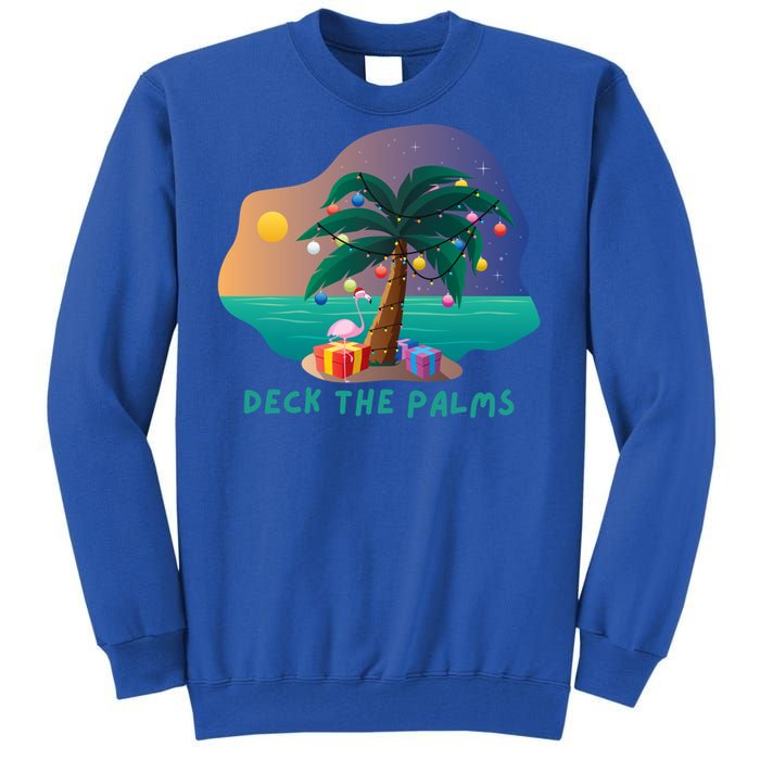 Deck The Palms Merry Flamingo Christmas Gift Tall Sweatshirt