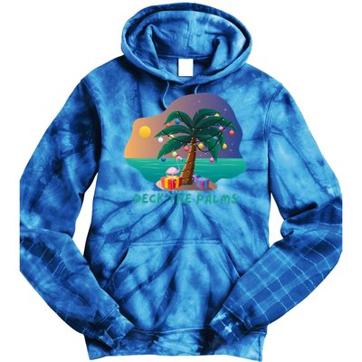 Deck The Palms Merry Flamingo Christmas Gift Tie Dye Hoodie