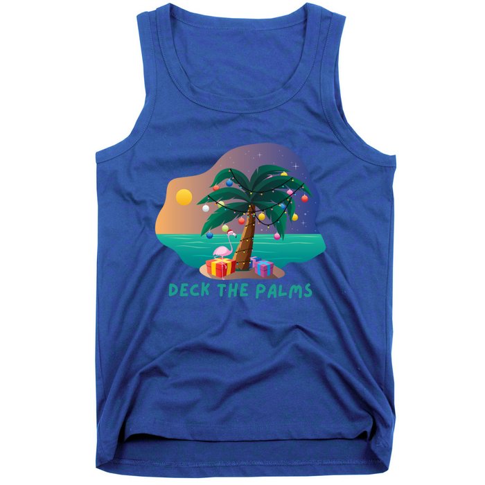 Deck The Palms Merry Flamingo Christmas Gift Tank Top