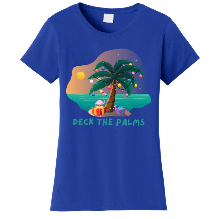 Deck The Palms Merry Flamingo Christmas Gift Women's T-Shirt