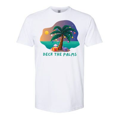 Deck The Palms Merry Flamingo Christmas Gift Softstyle CVC T-Shirt