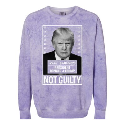 Donald Trump Police Mugshot Photo Not Guilty 4547 President Colorblast Crewneck Sweatshirt