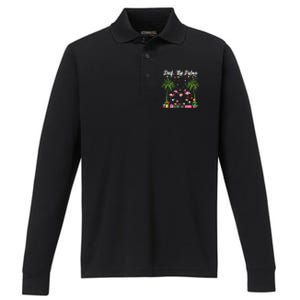 Deck The Palms Pink Flamingos Cool Holiday Christmas Funny Gift Cool Gift Performance Long Sleeve Polo