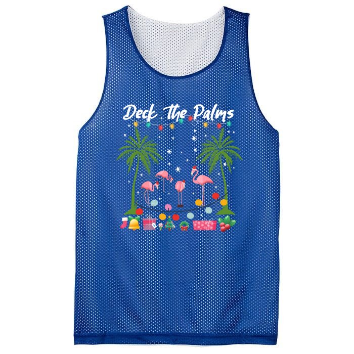 Deck The Palms Pink Flamingos Cool Holiday Christmas Funny Gift Cool Gift Mesh Reversible Basketball Jersey Tank