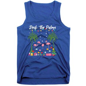 Deck The Palms Pink Flamingos Cool Holiday Christmas Funny Gift Cool Gift Tank Top