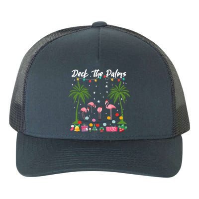 Deck The Palms Pink Flamingos Cool Holiday Christmas Funny Gift Cool Gift Yupoong Adult 5-Panel Trucker Hat