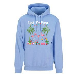 Deck The Palms Pink Flamingos Cool Holiday Christmas Funny Gift Cool Gift Unisex Surf Hoodie