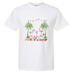 Deck The Palms Pink Flamingos Cool Holiday Christmas Funny Gift Cool Gift Garment-Dyed Heavyweight T-Shirt