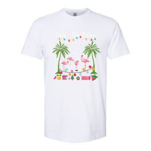 Deck The Palms Pink Flamingos Cool Holiday Christmas Funny Gift Cool Gift Softstyle CVC T-Shirt