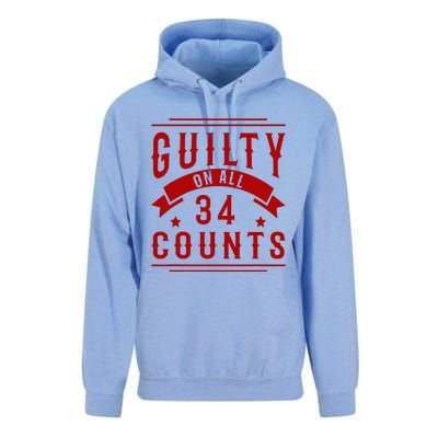 Donald Trump President 45 Guilty On All 34 Counts Charges Unisex Surf Hoodie