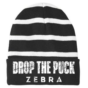 Drop The Puck Zebra Striped Beanie with Solid Band