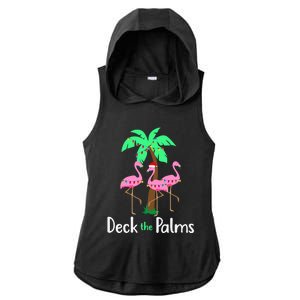 Deck The Palm Trees Flamingo Christmas Holiday Funny Gift Ladies PosiCharge Tri-Blend Wicking Draft Hoodie Tank