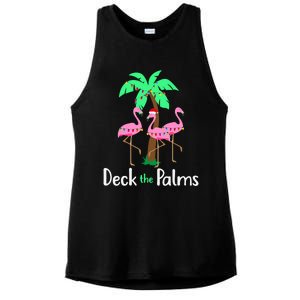 Deck The Palm Trees Flamingo Christmas Holiday Funny Gift Ladies PosiCharge Tri-Blend Wicking Tank