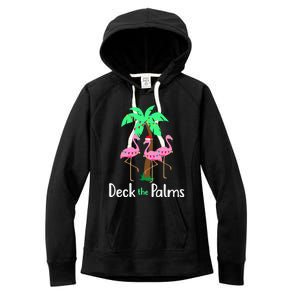 Deck The Palm Trees Flamingo Christmas Holiday Funny Gift Women's Fleece Hoodie