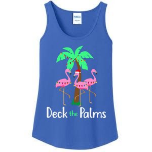 Deck The Palm Trees Flamingo Christmas Holiday Funny Gift Ladies Essential Tank