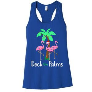 Deck The Palm Trees Flamingo Christmas Holiday Funny Gift Women's Racerback Tank