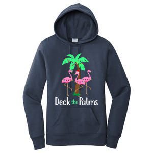 Deck The Palm Trees Flamingo Christmas Holiday Funny Gift Women's Pullover Hoodie