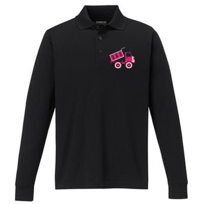 Dump Truck P.I.N.K Ribbon Breast Cancer Awareness Performance Long Sleeve Polo