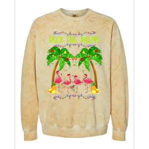 Deck the Palms Merry Flamingo Christmas funny Colorblast Crewneck Sweatshirt