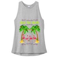 Deck the Palms Merry Flamingo Christmas funny Ladies PosiCharge Tri-Blend Wicking Tank