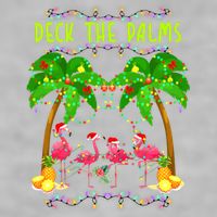 Deck the Palms Merry Flamingo Christmas funny Ladies PosiCharge Tri-Blend Wicking Tank