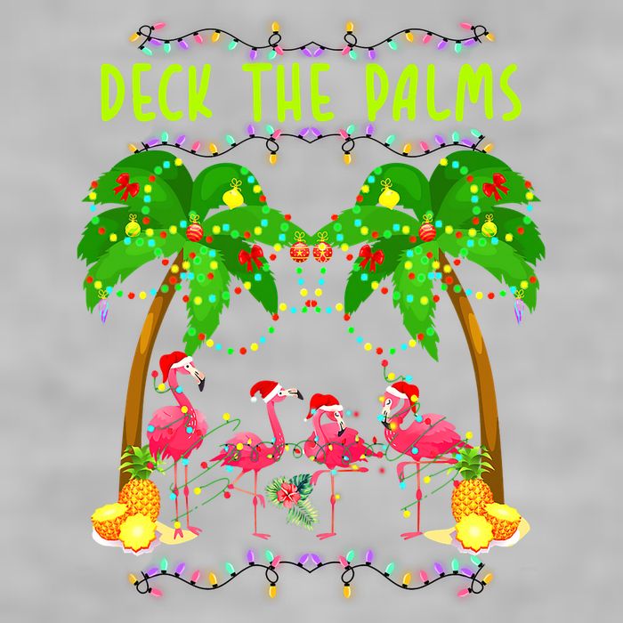Deck the Palms Merry Flamingo Christmas funny Ladies PosiCharge Tri-Blend Wicking Tank