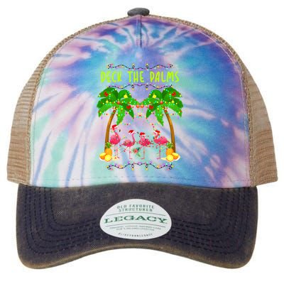 Deck the Palms Merry Flamingo Christmas funny Legacy Tie Dye Trucker Hat