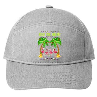 Deck the Palms Merry Flamingo Christmas funny 7-Panel Snapback Hat