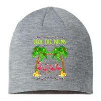 Deck the Palms Merry Flamingo Christmas funny Sustainable Beanie
