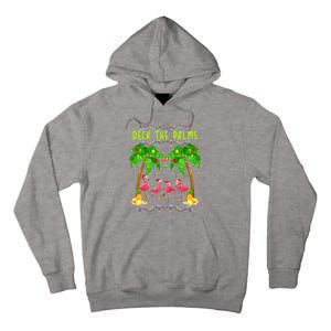 Deck the Palms Merry Flamingo Christmas funny Tall Hoodie