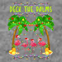 Deck the Palms Merry Flamingo Christmas funny Tall Hoodie