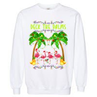 Deck the Palms Merry Flamingo Christmas funny Garment-Dyed Sweatshirt