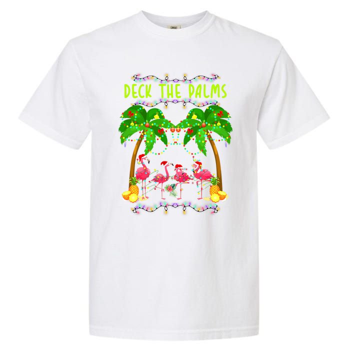 Deck the Palms Merry Flamingo Christmas funny Garment-Dyed Heavyweight T-Shirt