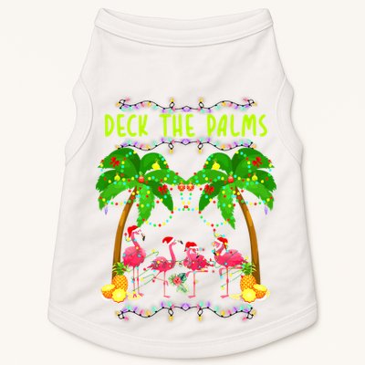 Deck the Palms Merry Flamingo Christmas funny Doggie Tank