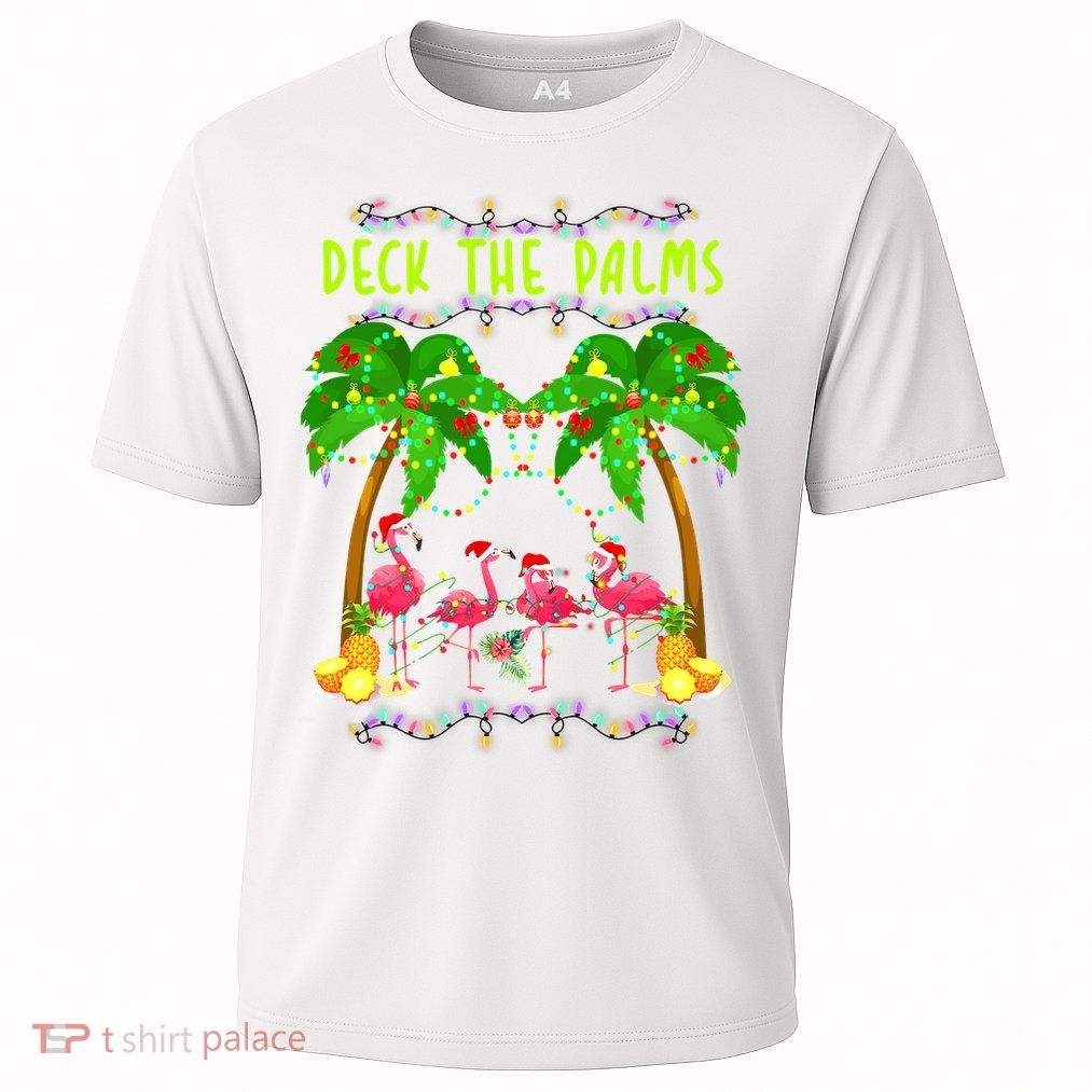 Deck the Palms Merry Flamingo Christmas funny Performance Shirt