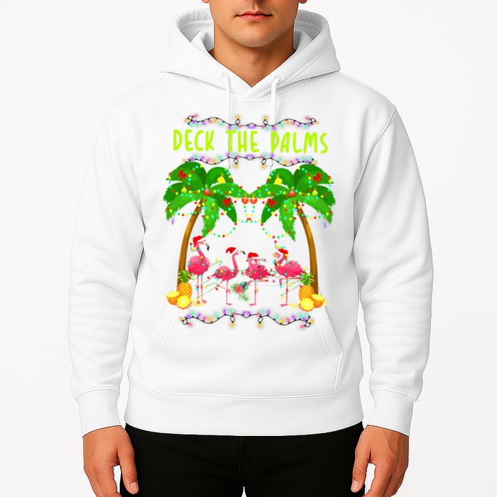Deck the Palms Merry Flamingo Christmas funny Hoodie