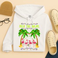 Deck the Palms Merry Flamingo Christmas funny Hoodie