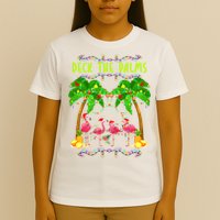 Deck the Palms Merry Flamingo Christmas funny T-Shirt