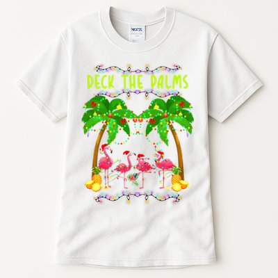 Deck the Palms Merry Flamingo Christmas funny Tall T-Shirt