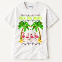 Deck the Palms Merry Flamingo Christmas funny Tall T-Shirt